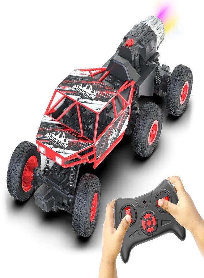 ميرانا ميجا رينجر | لعبة سيارة تحكم عن بعد 6WD 4x4 للأطفال | مركبة رباعية الدفع عالية السرعة تعمل بجهاز تحكم عن بعد، مزودة بعادم دخان | شاحنة وحشية للطرق الوعرة قابلة لإعادة الشحن عبر منفذ USB من النوع C | هدية للأولاد والبنات (أحمر) - Image 1